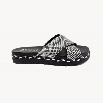 Сабо REPO А-61132 н.кожа  (36, черно-серебристый)