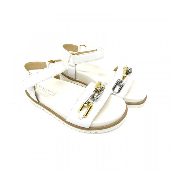 Кожаные сандалии с декоративной цепью Helena Soretti Moena