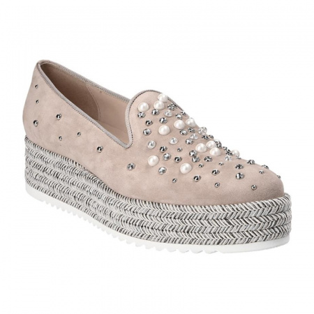 Замшевые туфли-слиперы на платформе Pertini