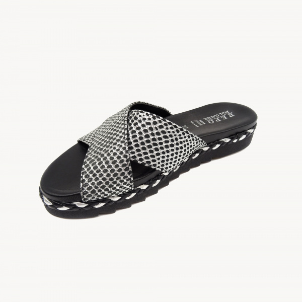 Сабо REPO А-61132 н.кожа  (36, черно-серебристый)