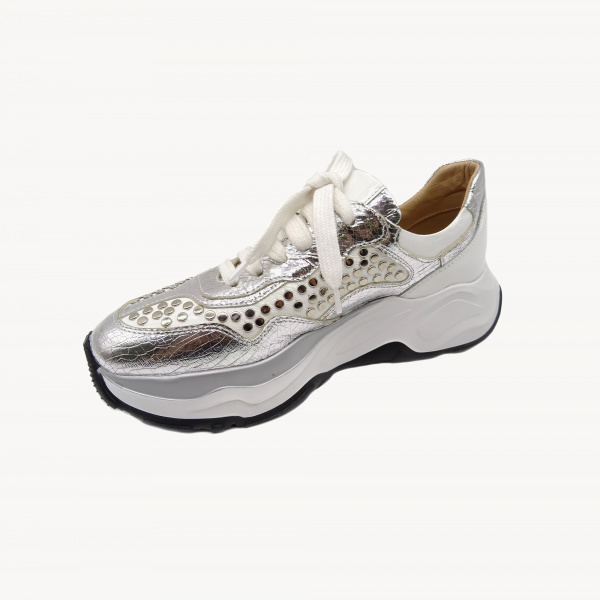 Кроссовки L.BELLARIVA А-3000 н.кожа (40, Серебро)