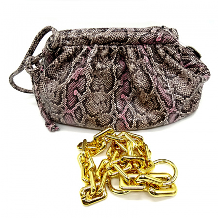 Сумка SARA BURGLAR А-1235 нат.кожа (Бежево-розовый питон)