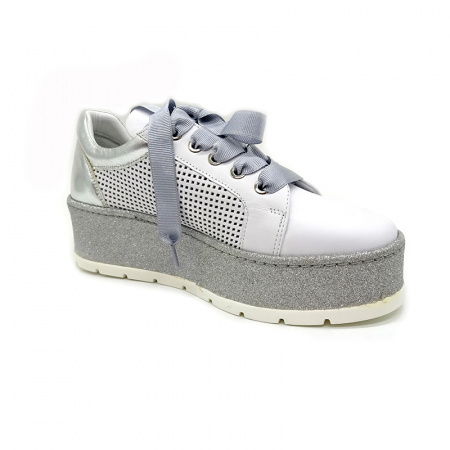 Кожаные кеды на платформе Aquamarin