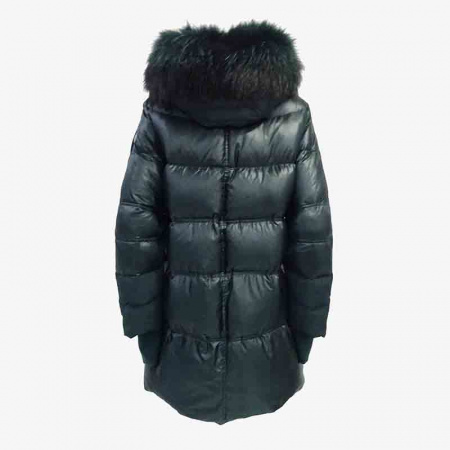 Куртка-пуховик нат.мех DIEGO М E-508  нат.пух (46, зеленый)