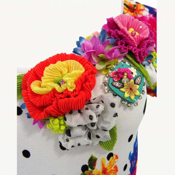 Блуза Philippe Carat - A202 (M/L, Bianco/Fuxia)