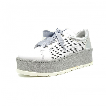 Кожаные кеды на платформе Aquamarin