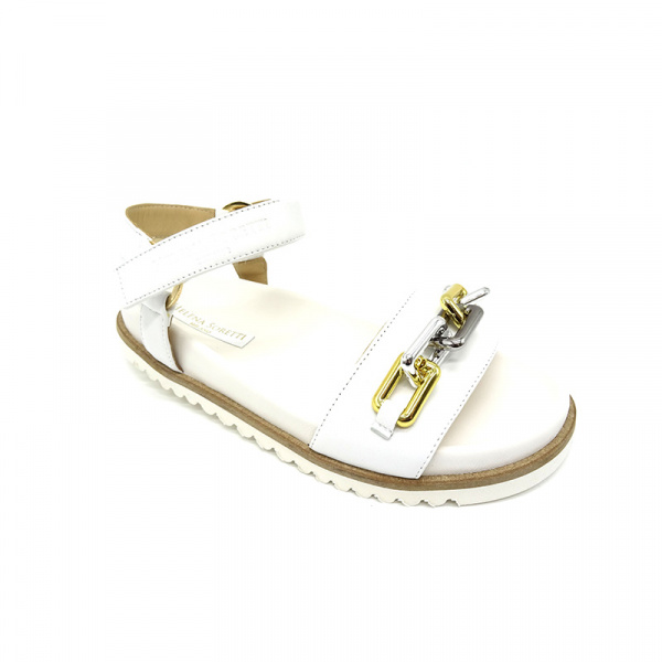 Кожаные сандалии с декоративной цепью Helena Soretti Moena